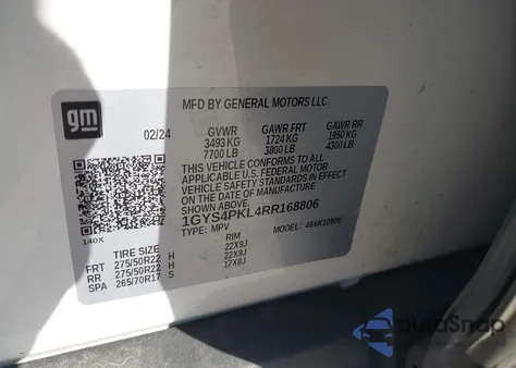 2024 Cadillac Escalade Esv 4Wd Sport из США, поврежденный, VIN 1GYS4PKL4RR168806